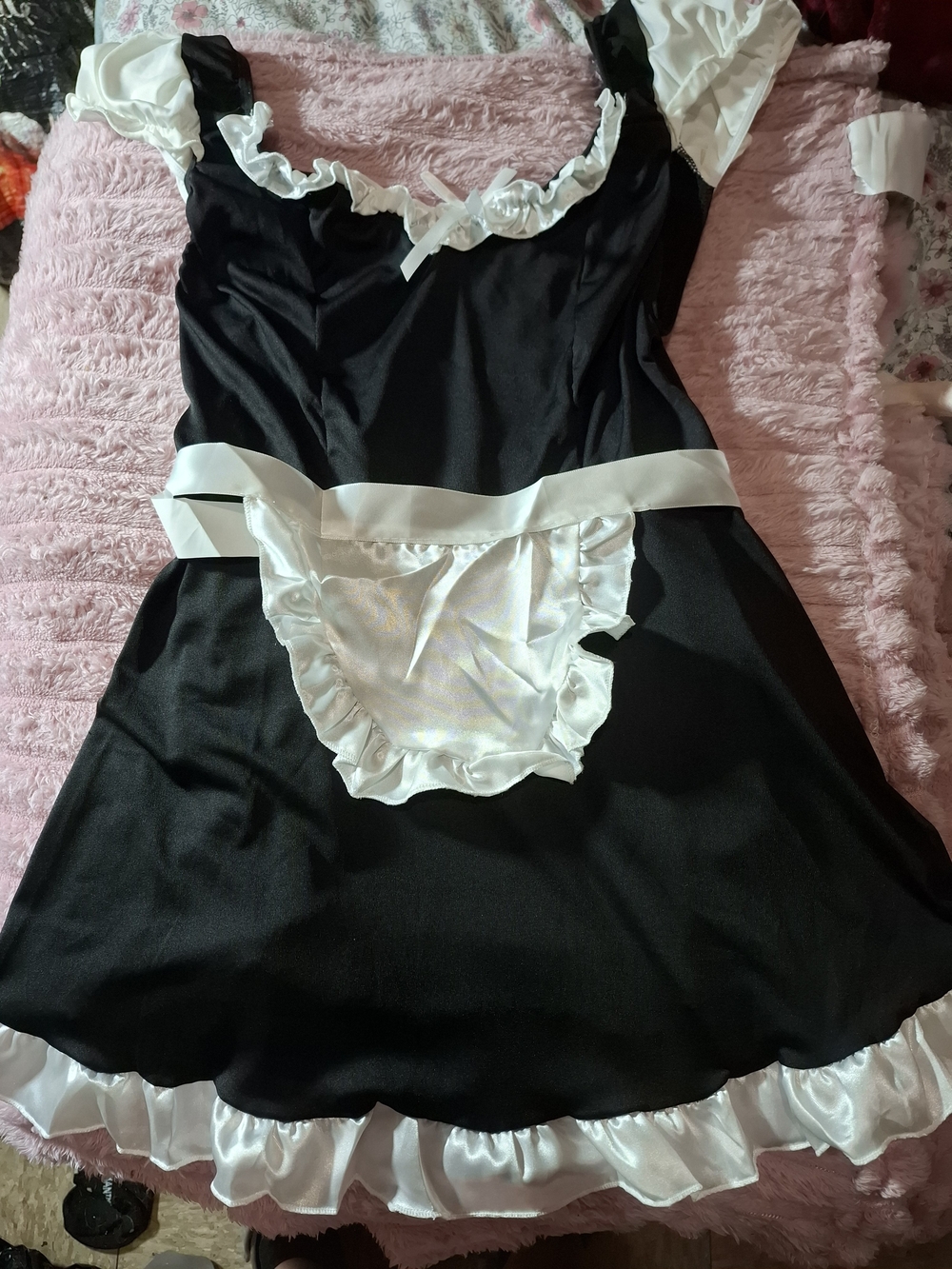 Black & White Ruffled Maid Chemise - Women Intimates & Sleepwear